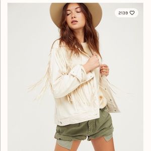 Free People After Hours Fringe Denim Jacket